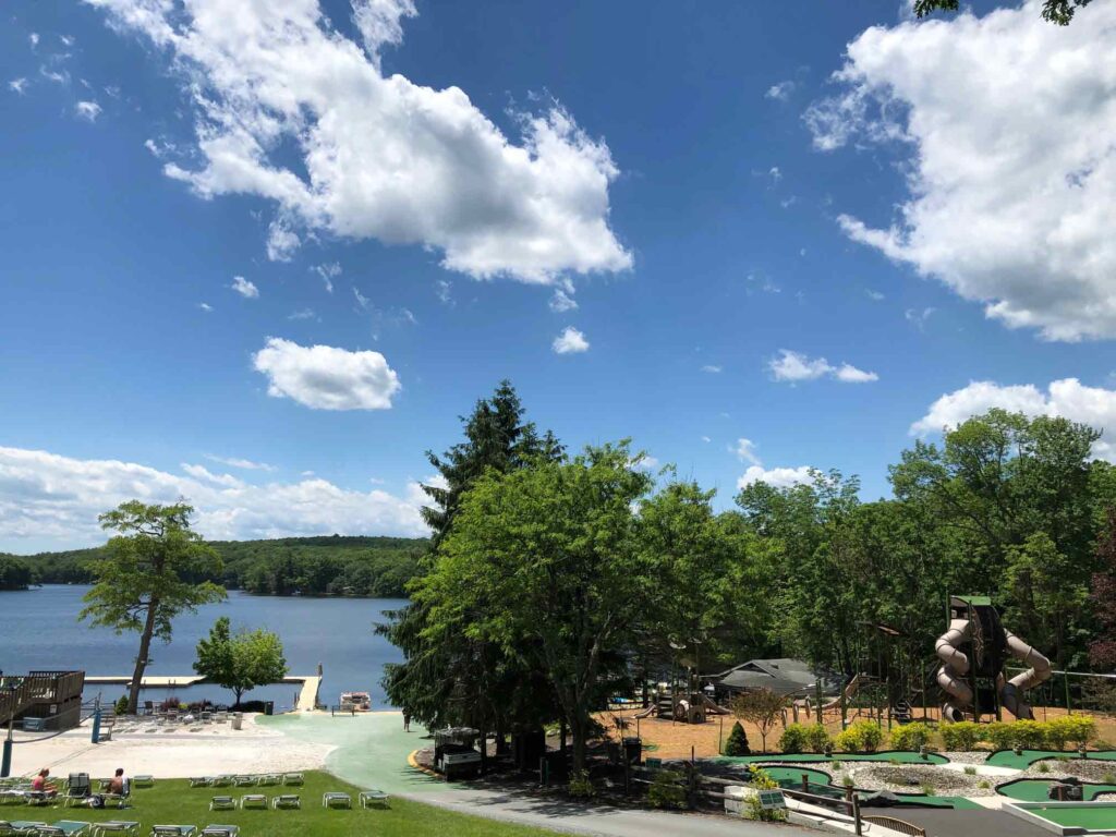 New playground with Lake in the background Woodloch Resort