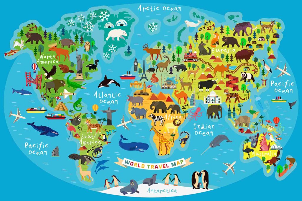 Illustration of the World with Icons
