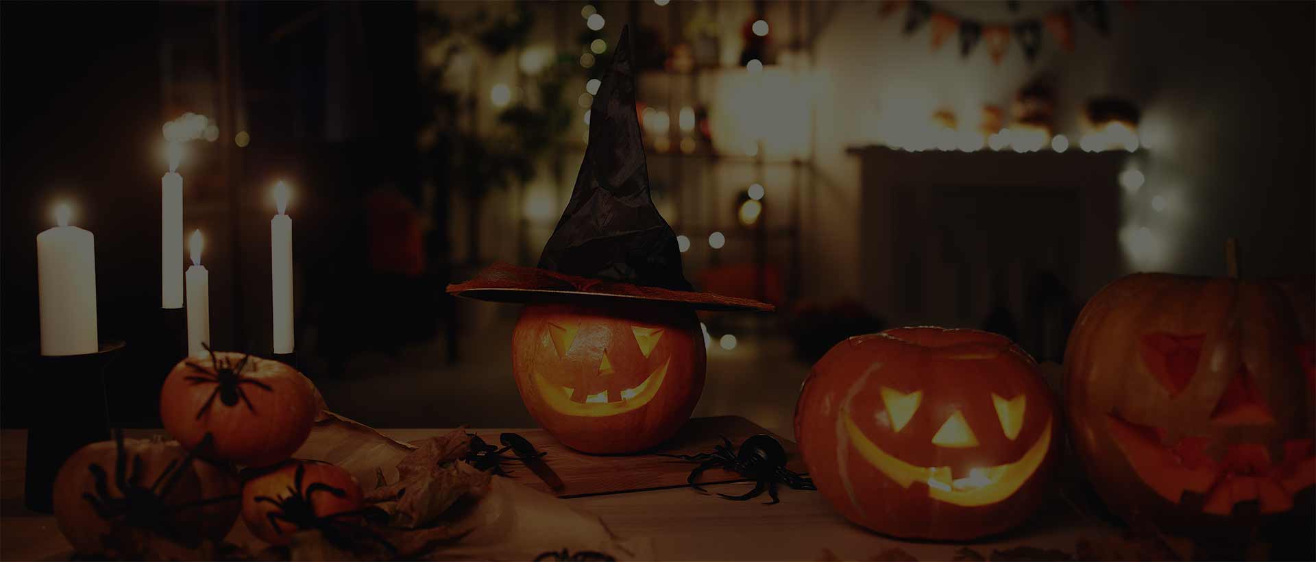Image of pumpkins, candles and Halloween Decor