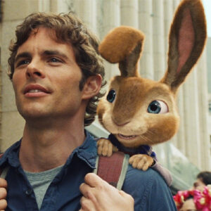 actor with cartoon bunny